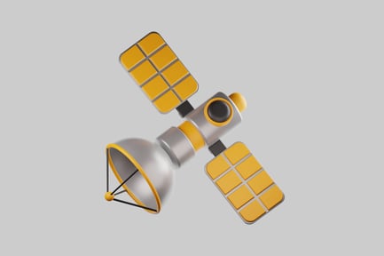 Preview: Satellite with rectangular solar panels and antennae