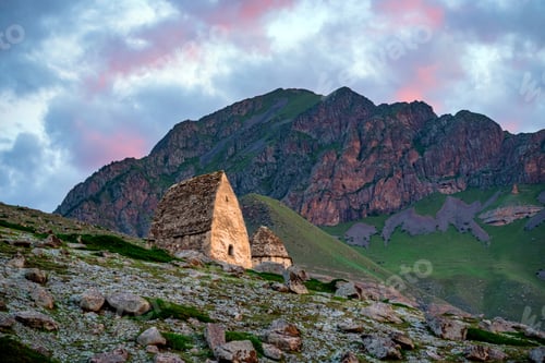 Preview: Medieval tombs in City of Dead near Eltyulbyu, Kabardino-Balkaria, Russia