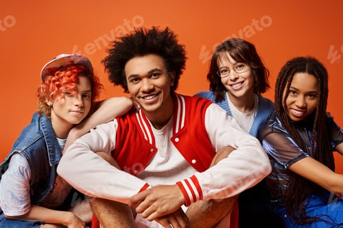 Preview: Unified diversity: young multicultural friends in stylish harmony