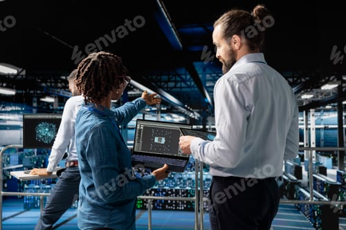 Preview: Server hub colleagues managing work by reviewing neural network code