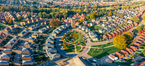 Preview: Aerial drone view of the Cane Hill area in Coulsdon, UK