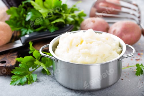 Preview: Mashed, mash potato with butter and milk. Potato puree