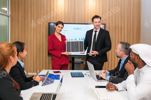 Preview: Multiracial business people having meeting and brainstorming.