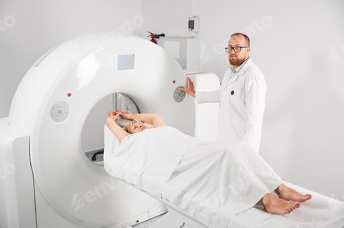 Preview: Radiologist making medical computed tomography or MRI.