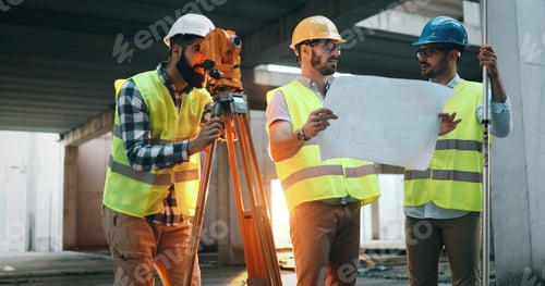 Preview: Team of architects people in group on construciton site