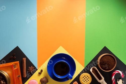 Preview: cup of coffee and ingredients