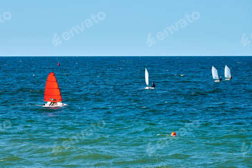 Preview: Blue sea sailing regatta, nautical spectacle sport sailing competition among yacht club