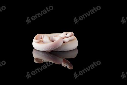 Preview: Multicoloured snake ball royal python isolated on black background