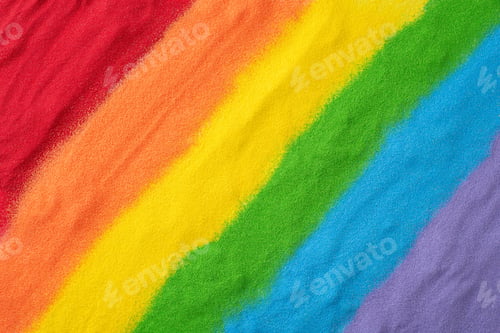 Preview: Symbolize support for LGBT history month with sand flag. Top view displays colorful sand art