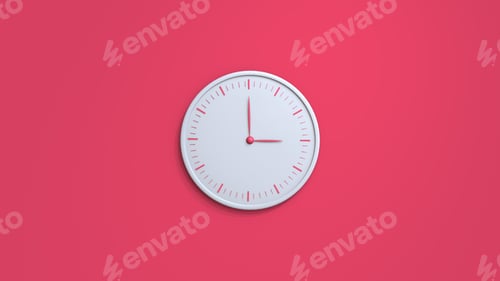 Preview: White Face Clock hanging on the wall. Copy space and central composition.