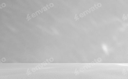 Preview: Empty gray room studio background with sunlight effect shadow of leaves.