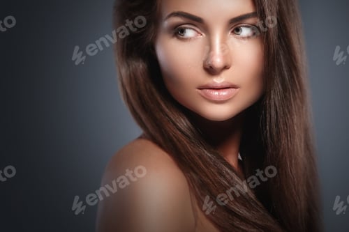 Preview: Elegant Portrait of a Young Woman with Smooth Skin