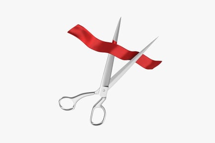 Preview: Silver scissors severing red ribbon