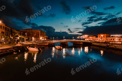 Preview: Long exposition on the illuminated harbour of Ortigia, Syracuse by night