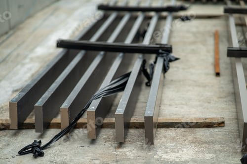 Preview: metal planks for exterior decoration in a construction site