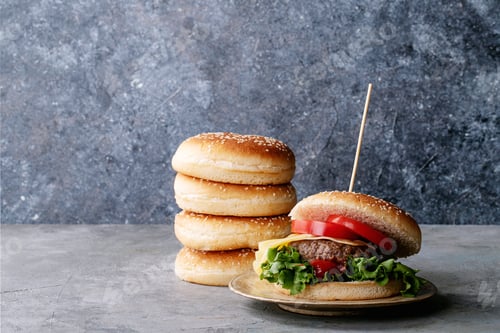 Preview: Homemade hamburger with fresh vegetables