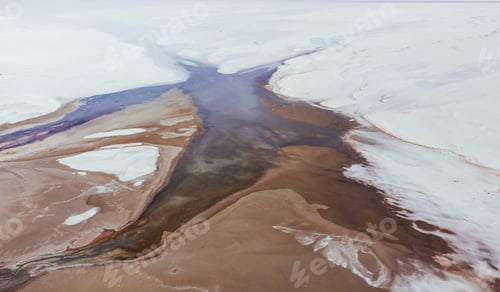 Preview: White snow surface. Aerial view of majestic landscapes of Jarilgach island in Ukraine