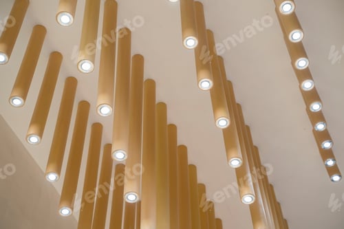 Preview: Modern Light Bulbs Hanging In Department Store, With Decorate Interior Luxury,