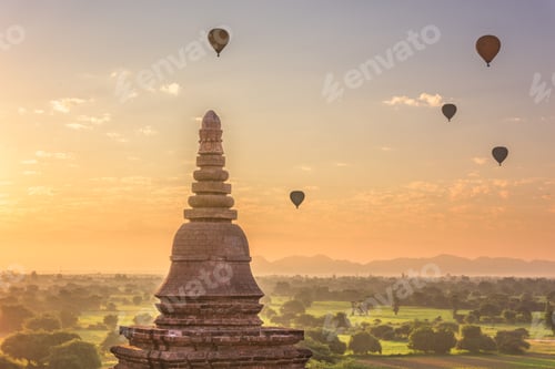 Preview: Bagan, Myanmar ancient temple ruins landscape in the archaeologi