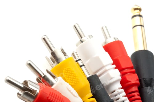 Preview: Close-Up View Of Audio And Video Cables. Isolated On White