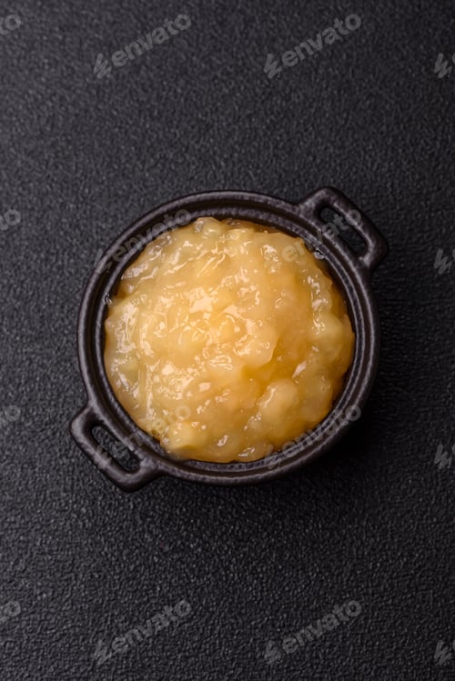 Preview: Apple sweet sauce, baby food, canned ingredient for desserts. Apple sauce