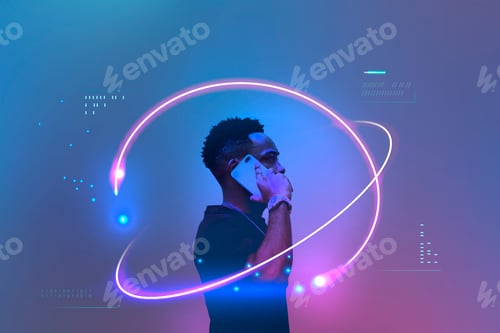 Preview: Black man talking on his mobile phone