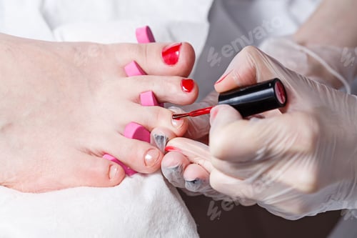 Preview: The Process Of Creating A Pedicure In The Spa Salon Shot Closeup