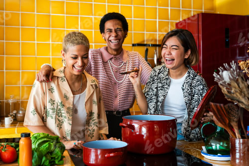 Preview: Group of friends bonding at home, LGBTQ and diversity concepts