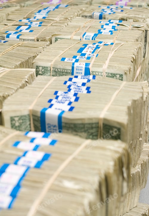 Preview: US Dollar Bills in Bundles