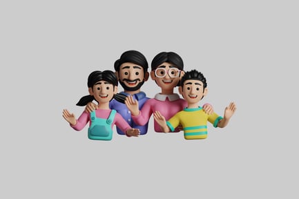 Preview: Cartoon family portrait set