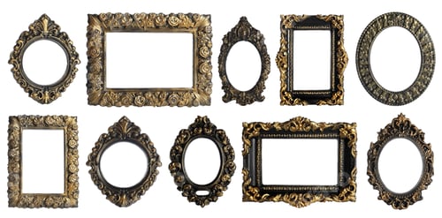 Preview: Set of different old fashioned frames on white background