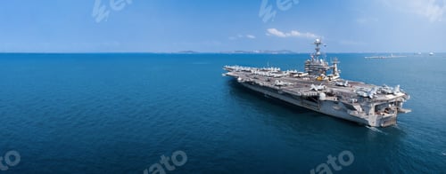Preview: Nuclear ship, Military navy ship carrier full loading fighter jet aircraft for prepare troops.