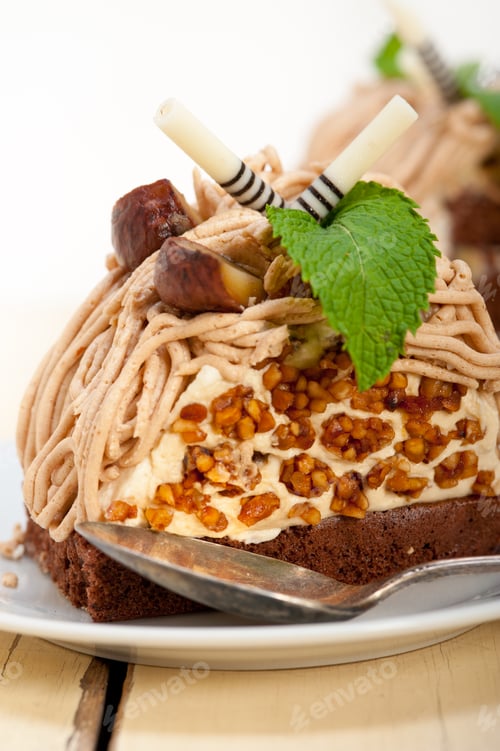 postre de tarta de crema de castañas