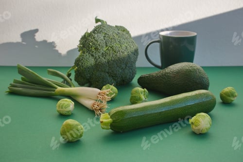 Preview: Green vegetables on green table