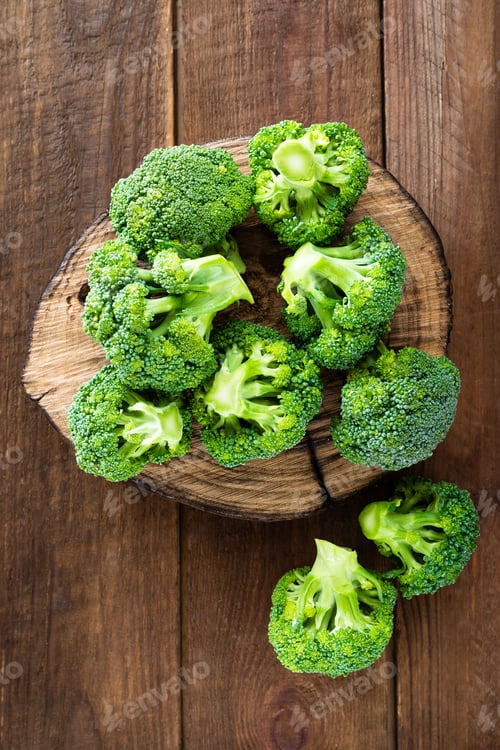 Preview: Broccoli. Fresh broccoli on wooden background
