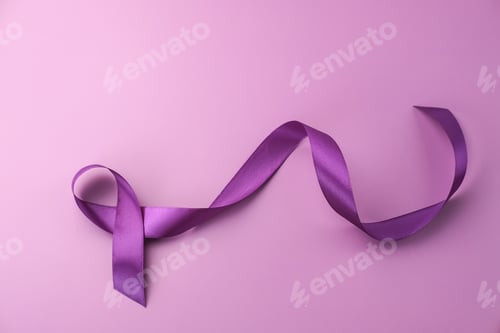 Preview: Purple ribbon as symbol of World Cancer Day