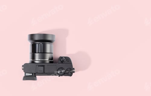 Preview: Camera isolated on pink background