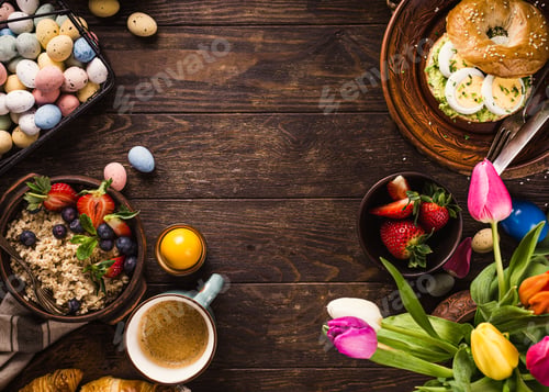 Preview: Easter breakfast flat lay