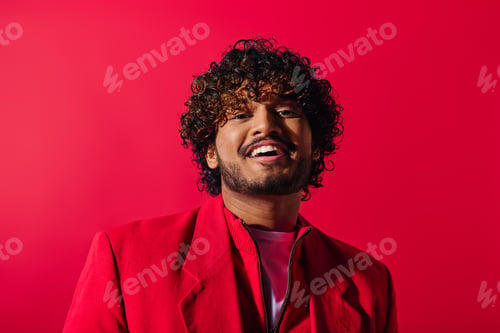 Preview: Crimson Elegance: Portrait of a Young Man in a Red Jacket
