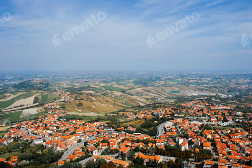 Preview: Panorama of Republic of San Marino and Italy from Monte Titano, City of San Marino