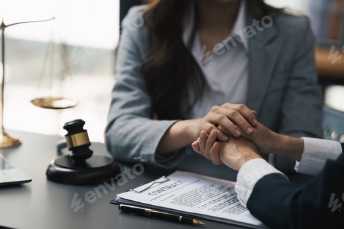 Preview: Group of Asian female lawyers discussing legal issues in conference room, advice and justice concept