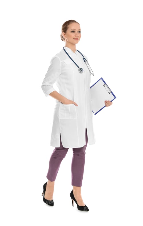 Preview: Woman Doctor in Lab Coat with Clipboard