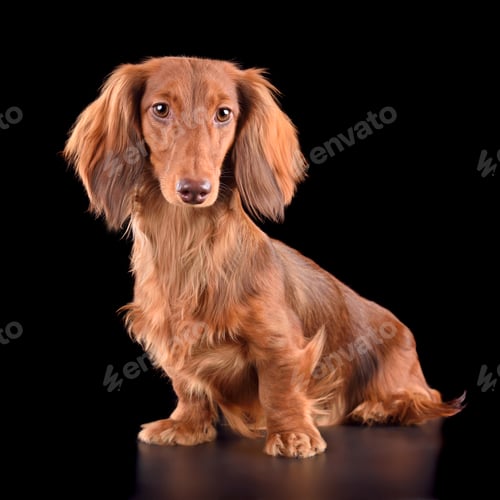 Preview: Chocolate longhaired dachshund dog