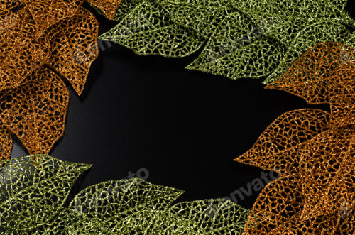 Preview: Green and golden leaf frame