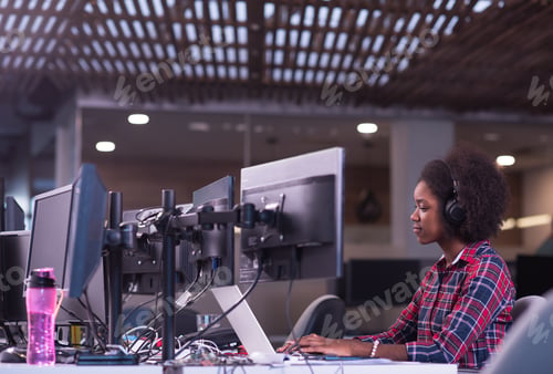 Preview: portrait of a young successful African-American woman in modern