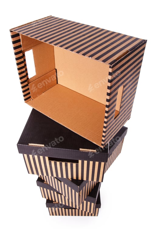 Preview: Striped boxes on a white background