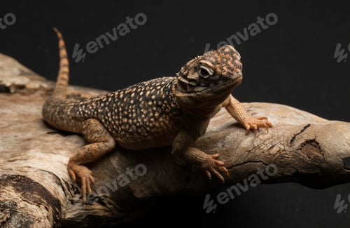 Preview: Close up of head of Central Netted Dragon, lizard on tree branch,