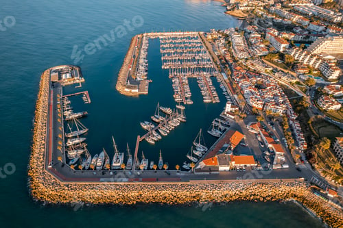 Preview: Boats in harbor of Sitges, village of Barcelona, Spain. Port de Sitges Aiguadolç