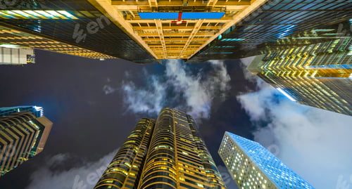 Preview: Hong Kong Downtown, China. Financial district in urban city in Asia. Skyscraper buildings.