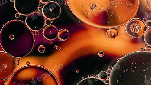 Preview: Abstract Colorful Food Oil Drops Bubbles and spheres Flowing on Water Surface